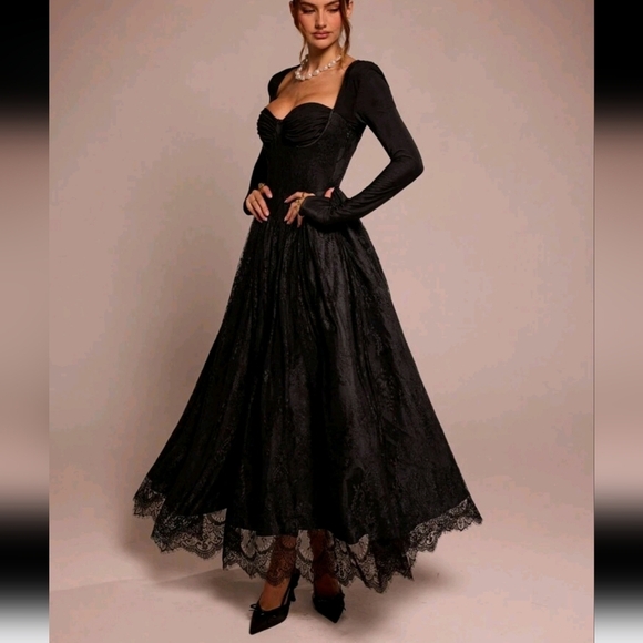 Autumn Inner Dress, Black Lace Corest Dress, Tea Break Style,Suitable for Dating - Picture 4 of 5